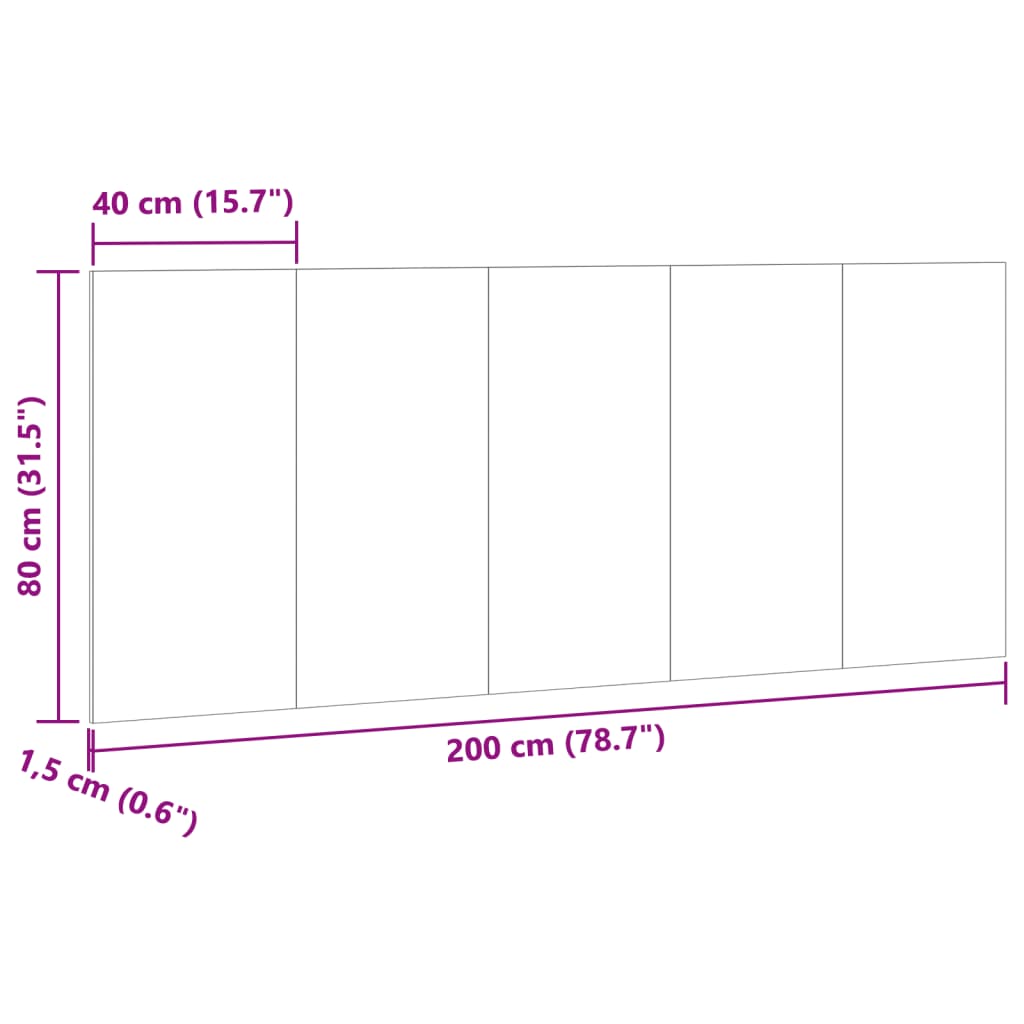 Uzglavlje kreveta staro drvo 200x1,5x80 cm konstruirano drvo