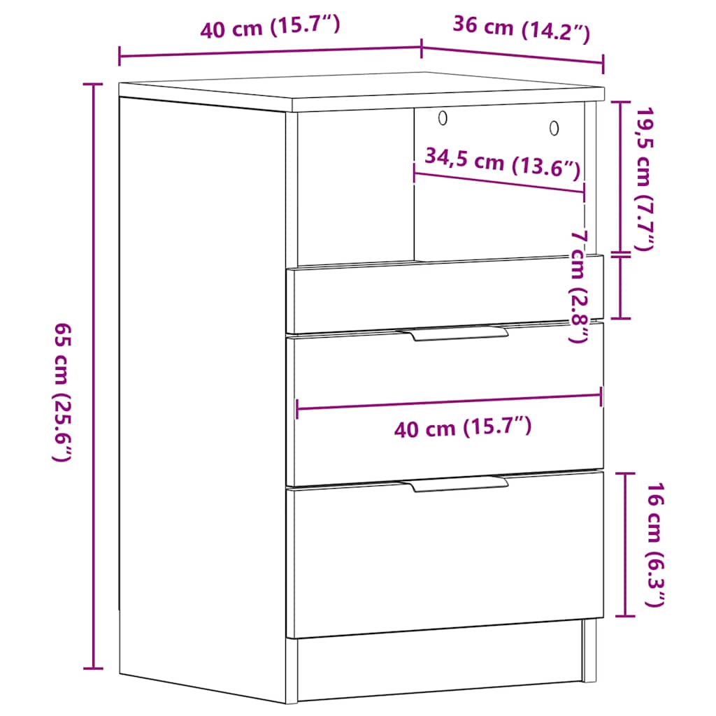 Noćni ormarići 2 kom Staro drvo 40x36x65 cm Konstruirano drvo