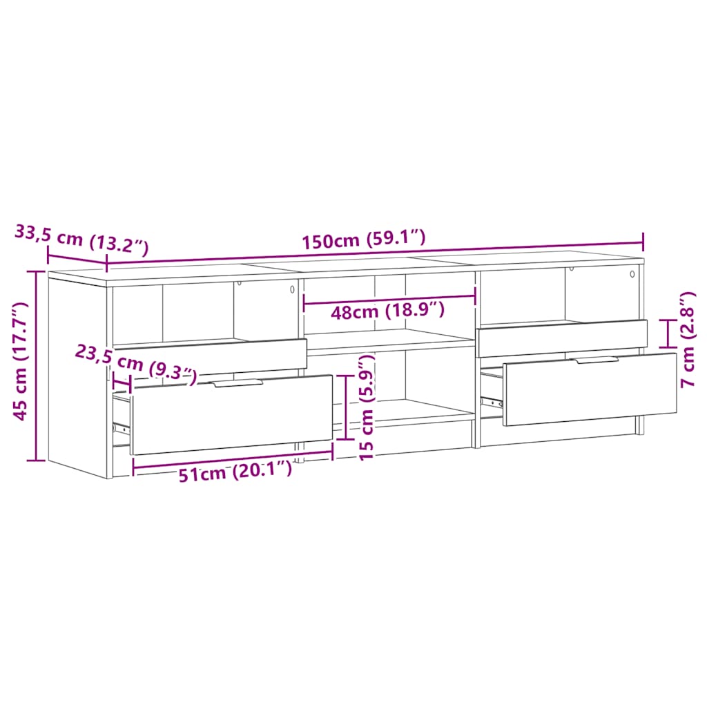 TV ormarić Artisan hrast 150x33,5x45 cm izrađeno drvo