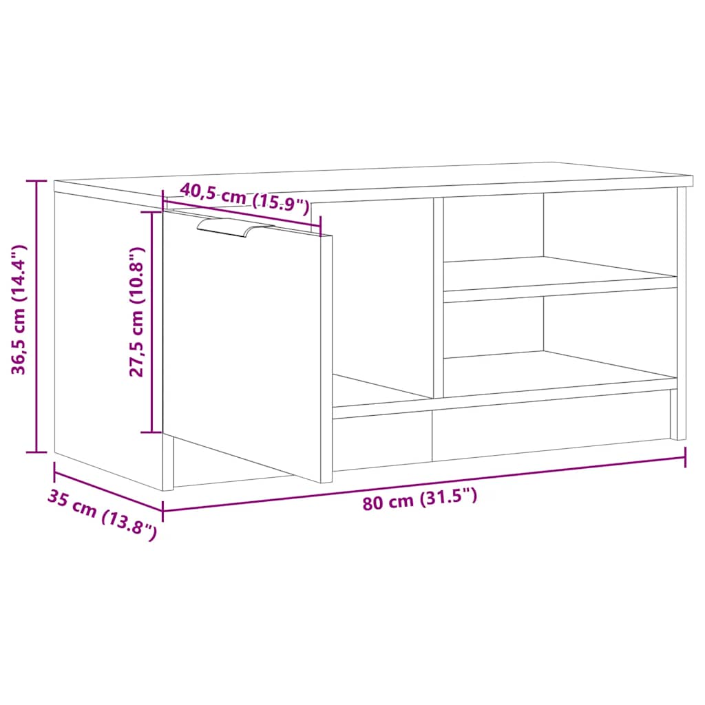 TV ormarić staro drvo 80x35x36,5 cm konstruirano drvo