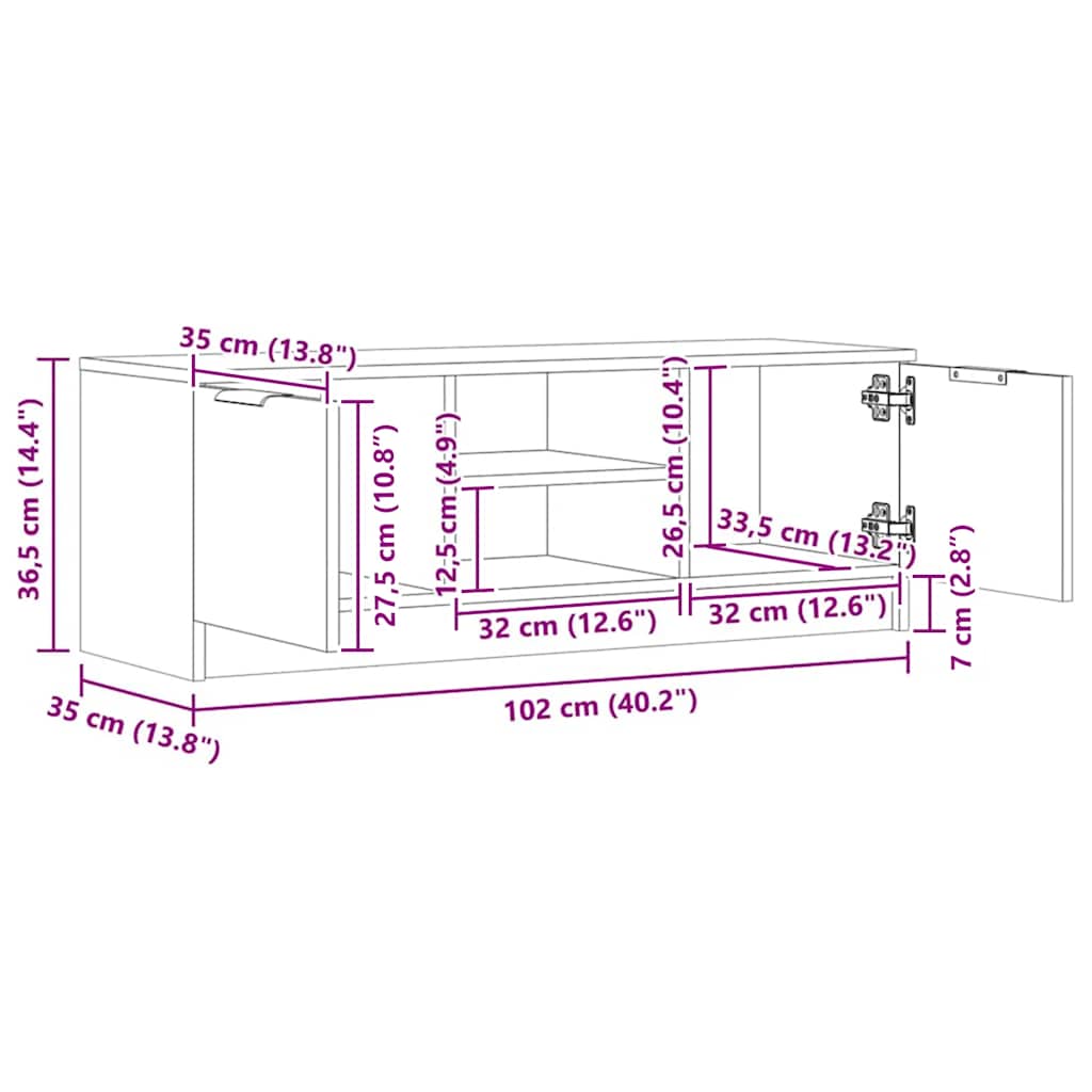 TV ormarić Artisan hrast 102x35x36,5 cm izrađeno drvo