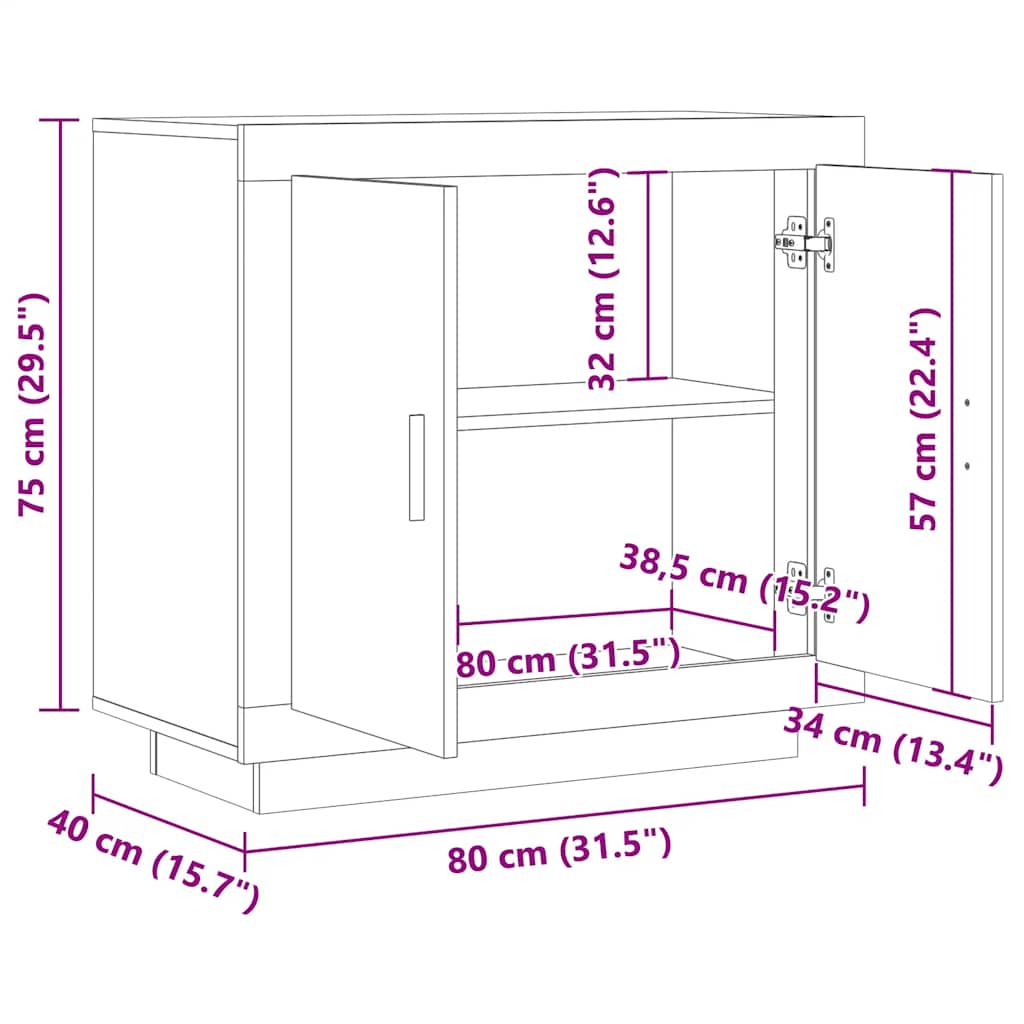 Komoda boja staro drvo 80x40x75 cm od konstruiranog drva