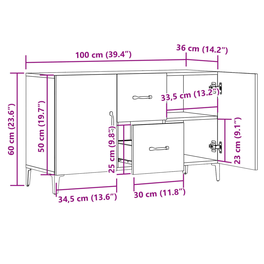 Komoda boja starog drva 100 x 36 x 60 cm od konstruiranog drva