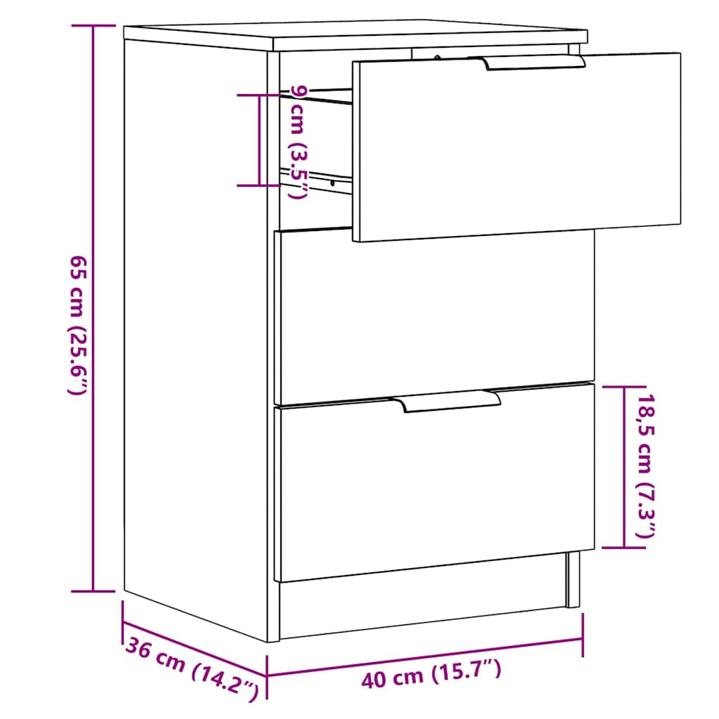 Noćni ormarići 2 kom Staro drvo 40x36x65 cm Konstruirano drvo