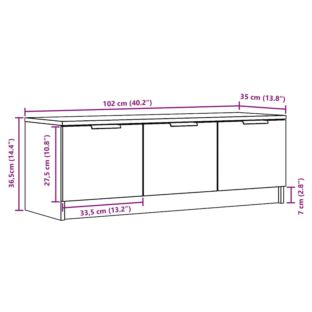 TV ormarić boja staro drvo 102x35x36,5 cm od konstruiranog drva