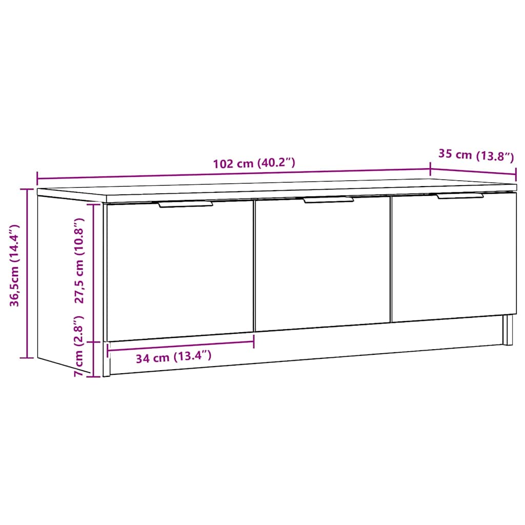 TV ormarić Artisan hrast 102x35x36,5 cm izrađeno drvo