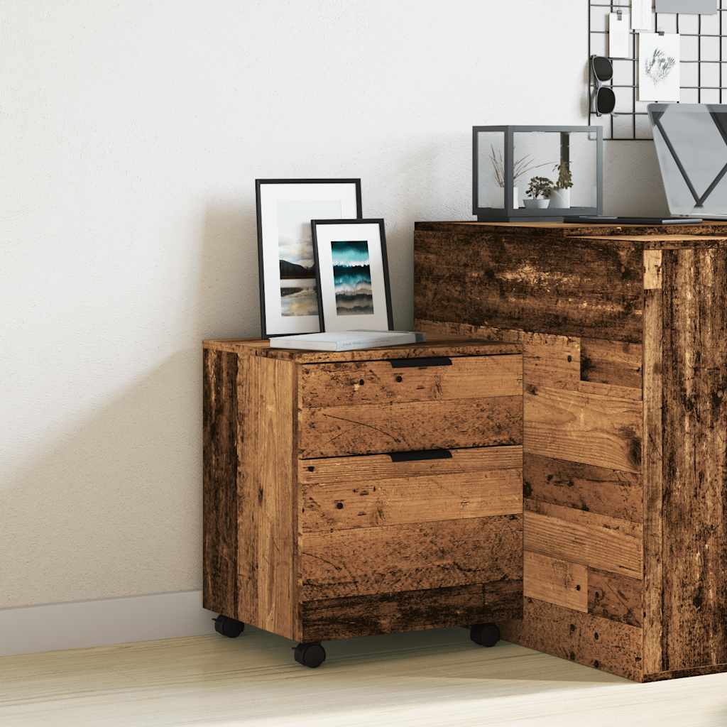 Mobilni ormar za spise s kotačima staro drvo 45x38x54 cm