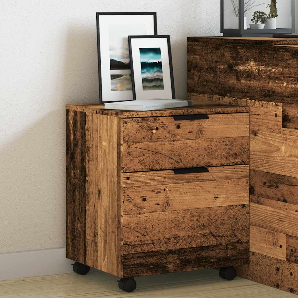 Mobilni ormar za spise s kotačima staro drvo 45x38x54 cm