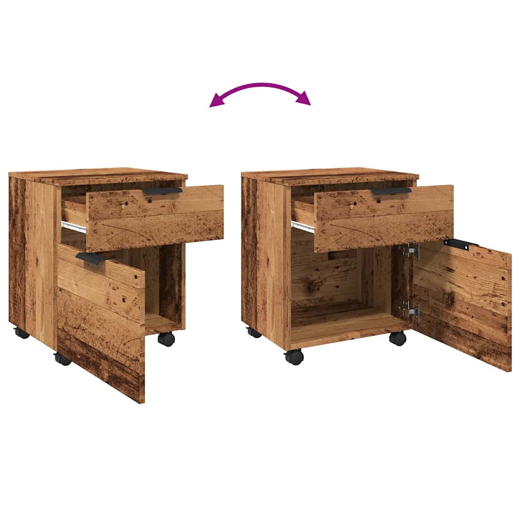 Mobilni ormar za spise s kotačima staro drvo 45x38x54 cm