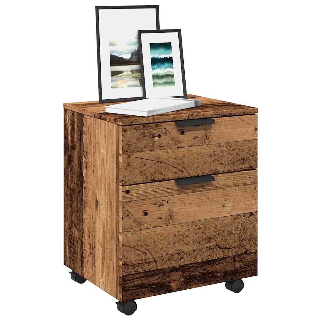 Mobilni ormar za spise s kotačima staro drvo 45x38x54 cm