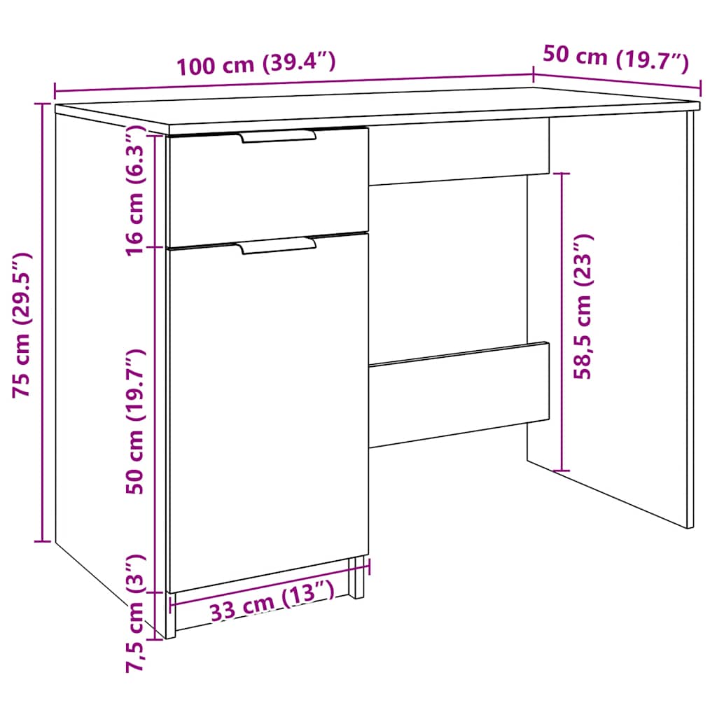 Stol staro drvo 100x50x75 cm konstruirano drvo