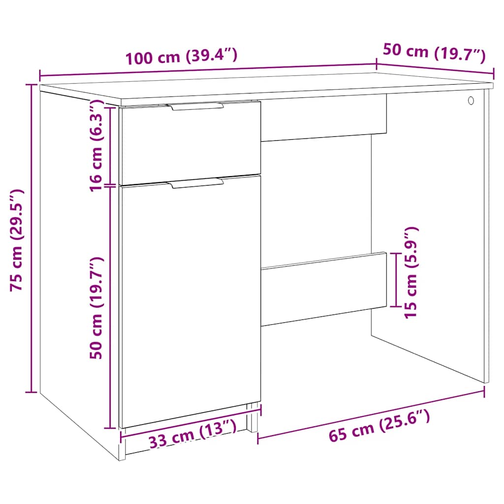 Stol Artisan hrast 100x50x75 cm konstruirano drvo