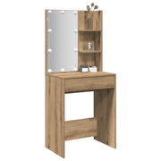 Toaletni stolić s LED svjetlima boja hrasta artisan 60x40x140cm