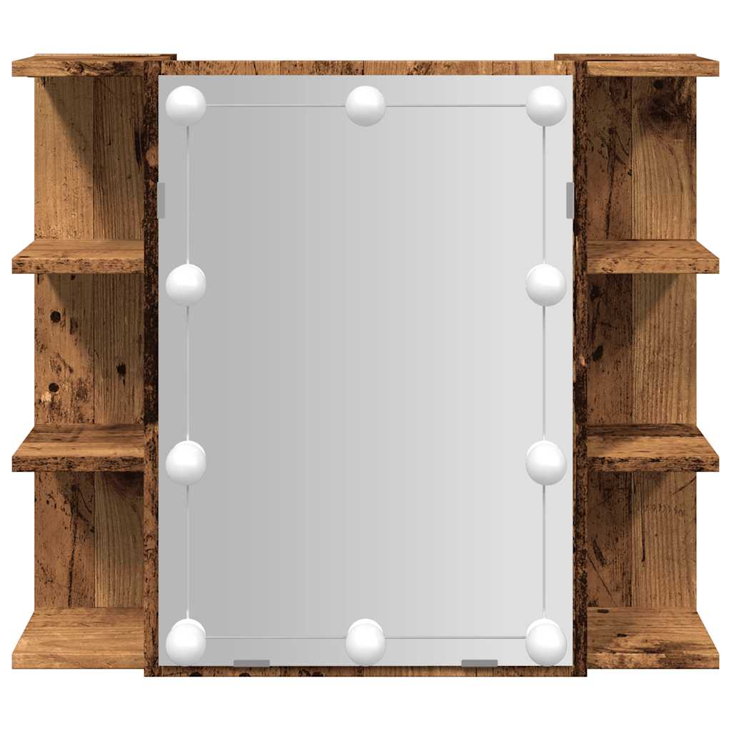Ormar s ogledalom i LED-om Staro drvo 70x16,5x60 cm