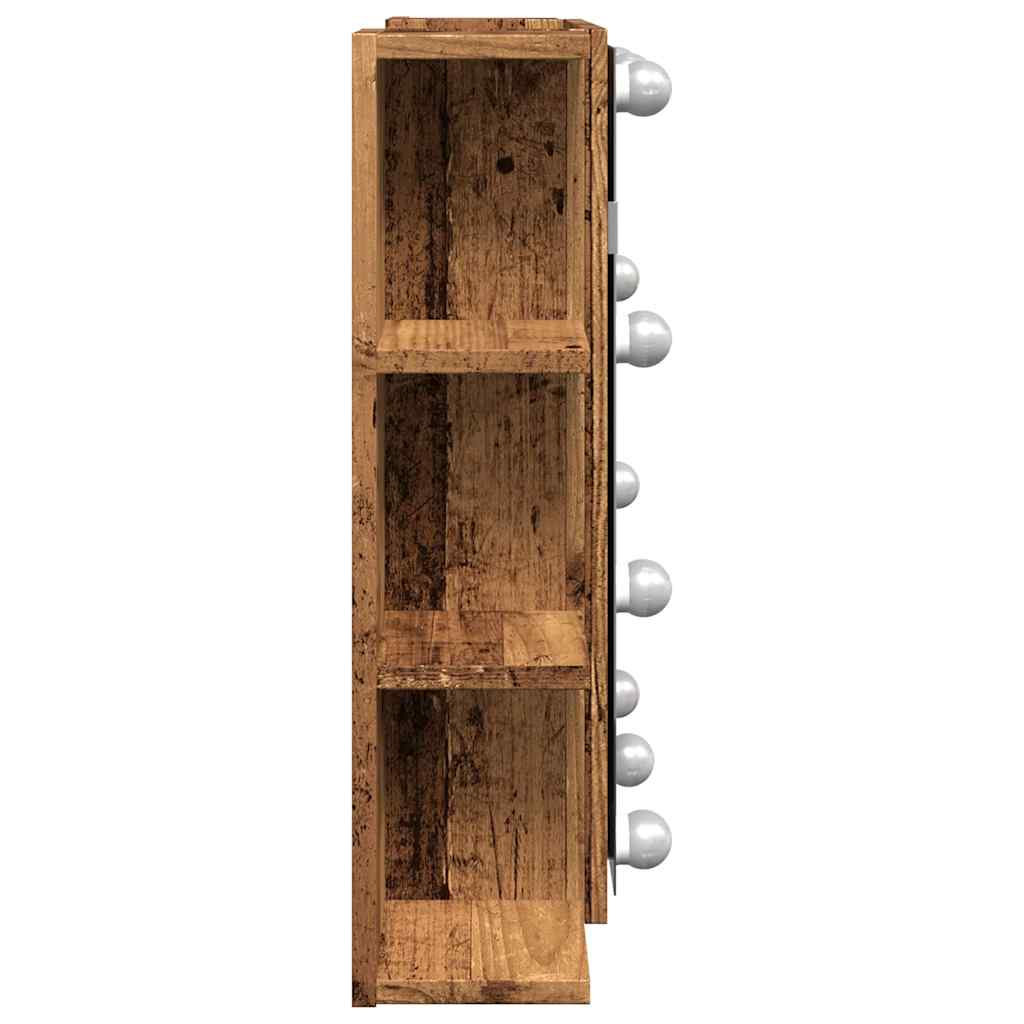 Ormar s ogledalom i LED-om Staro drvo 70x16,5x60 cm