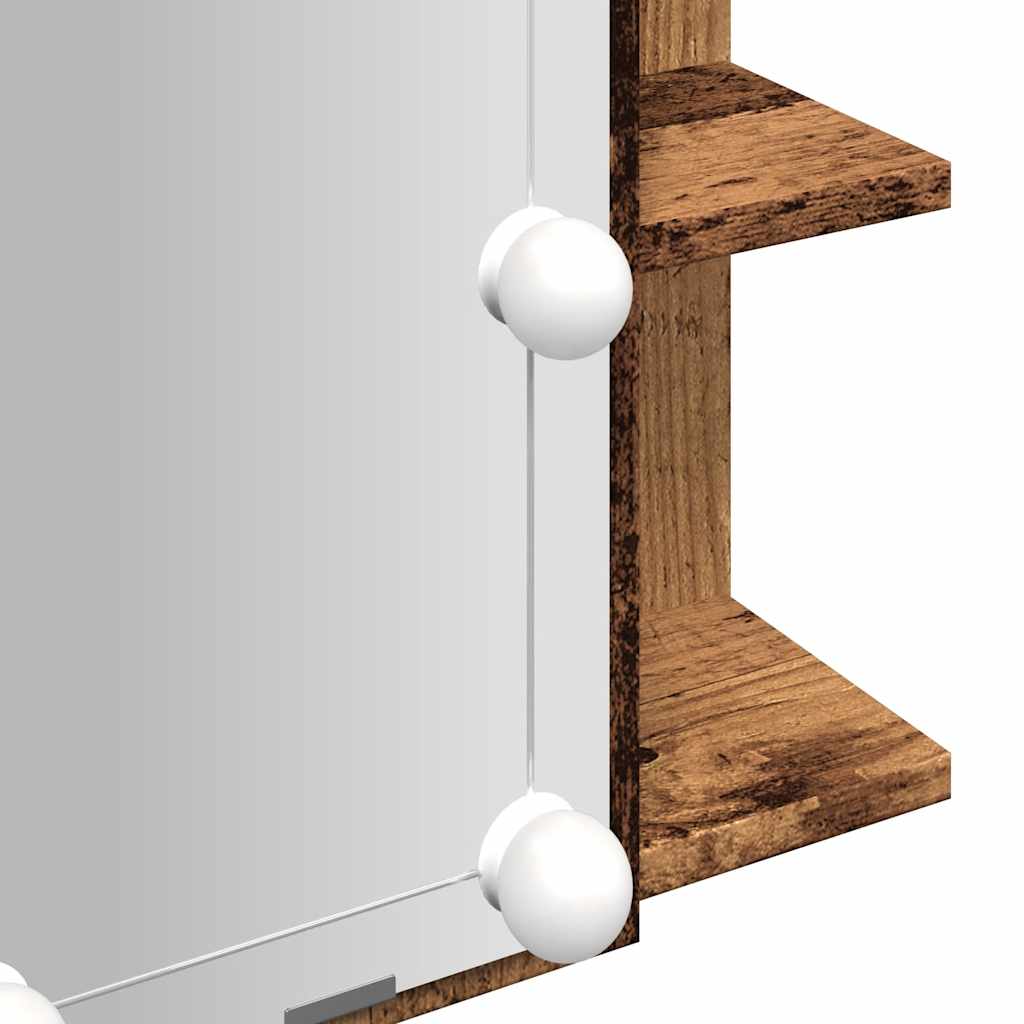 Ormar s ogledalom i LED-om Staro drvo 70x16,5x60 cm
