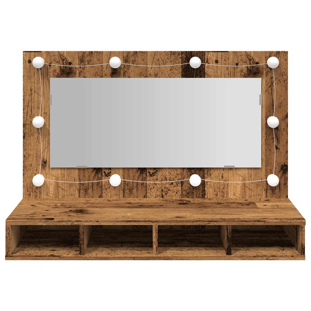 Ormar s ogledalom i LED-om Staro drvo 90x31,5x62 cm