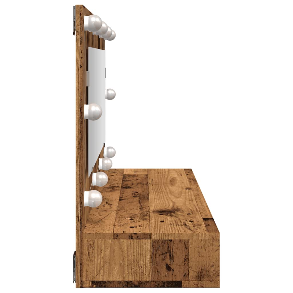 Ormar s ogledalom i LED-om Staro drvo 90x31,5x62 cm