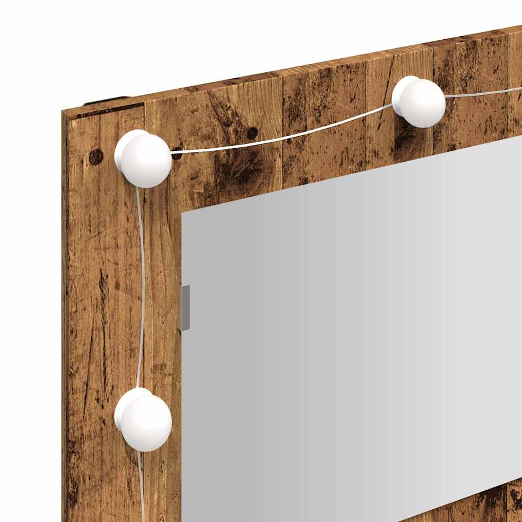 Ormar s ogledalom i LED-om Staro drvo 90x31,5x62 cm