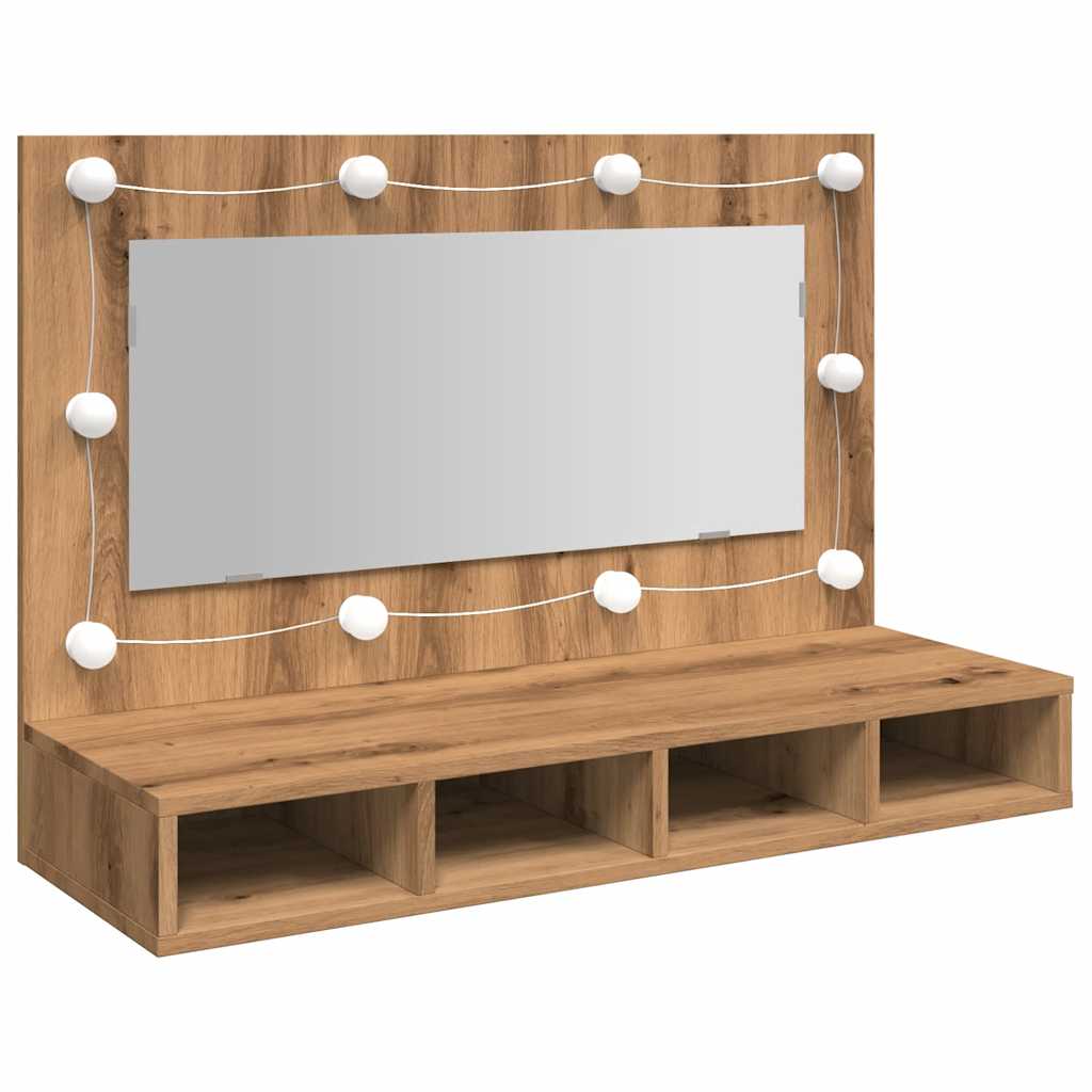 Ormarić s ogledalom i LED zaslonom Artisan hrast 90x31,5x62 cm