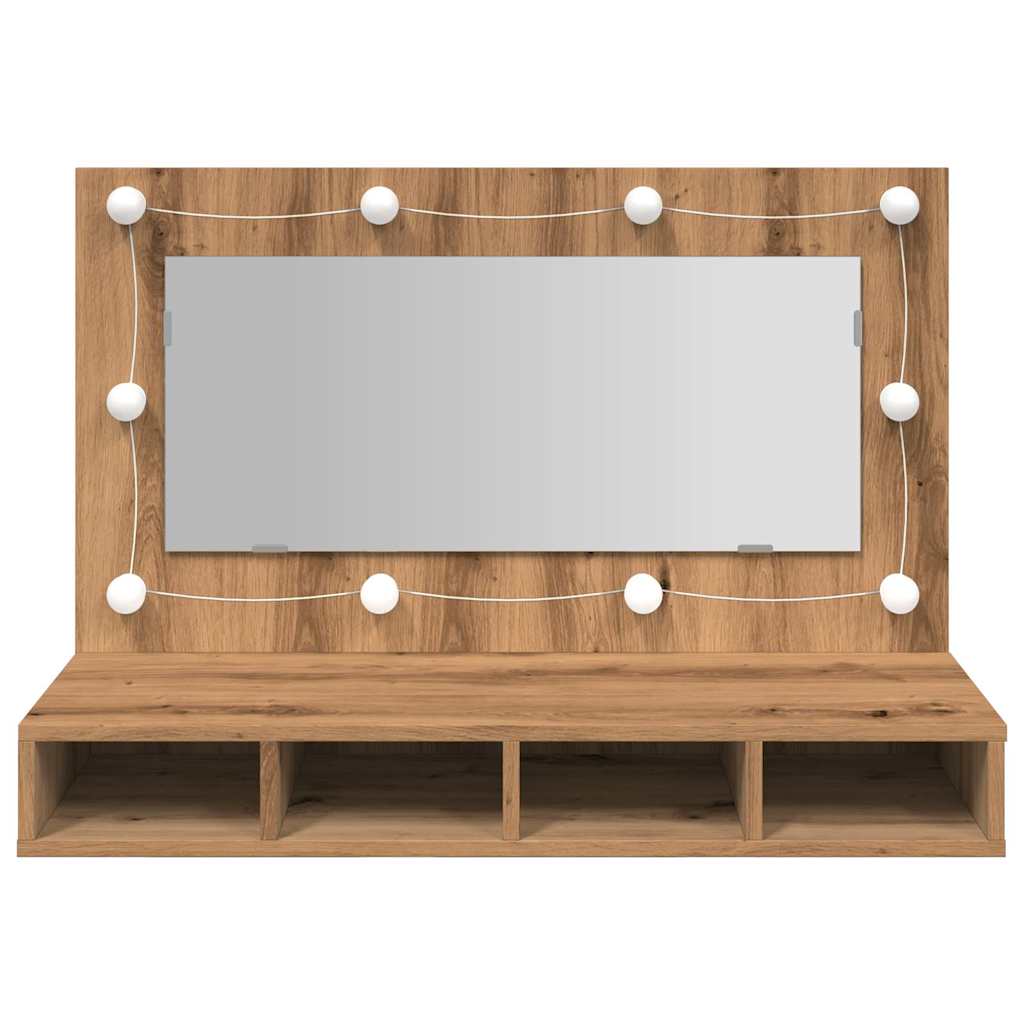 Ormarić s ogledalom i LED zaslonom Artisan hrast 90x31,5x62 cm