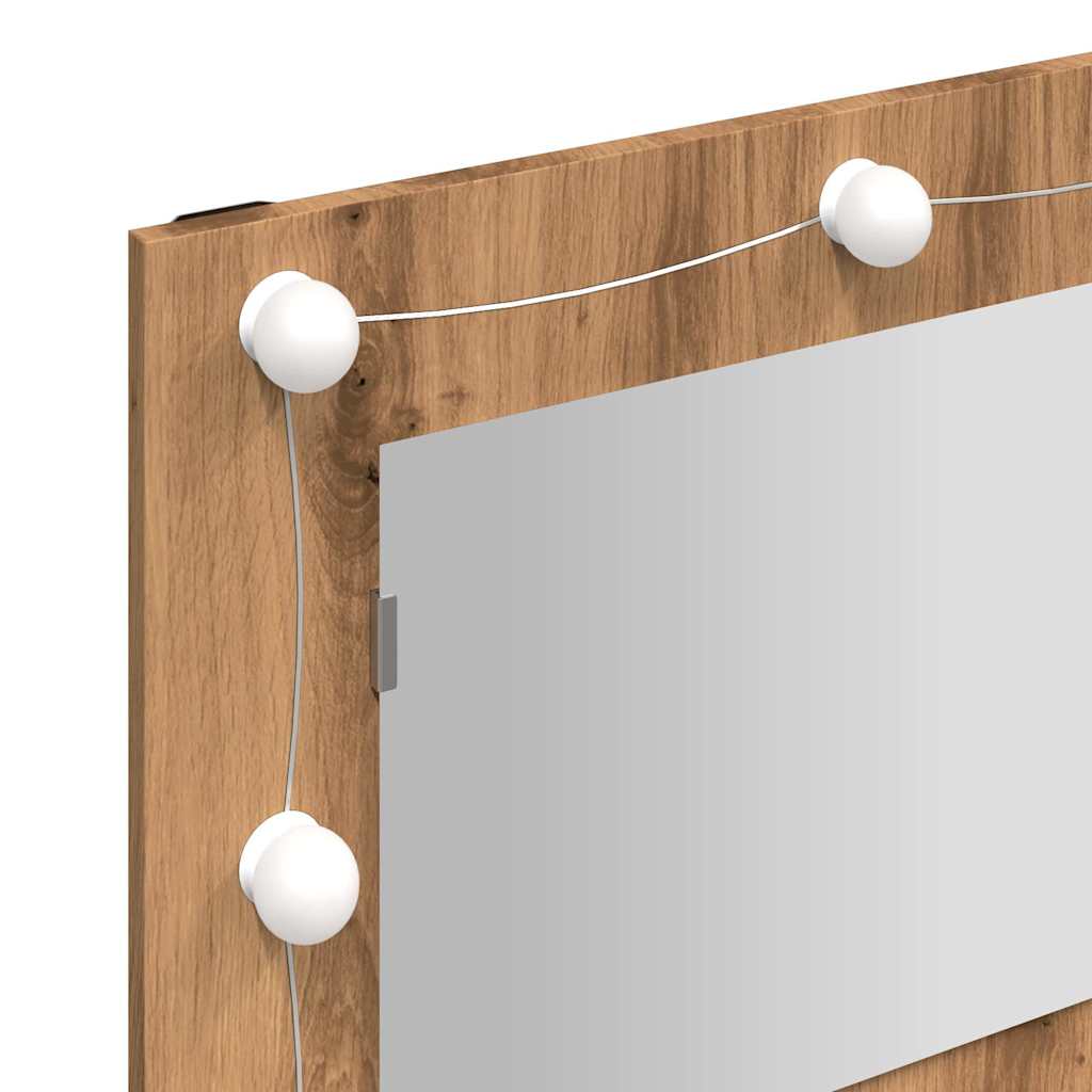 Ormarić s ogledalom i LED zaslonom Artisan hrast 90x31,5x62 cm