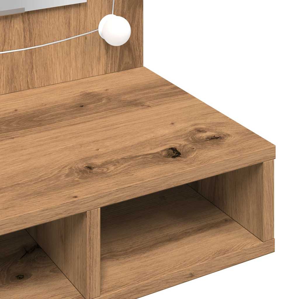 Ormarić s ogledalom i LED zaslonom Artisan hrast 90x31,5x62 cm