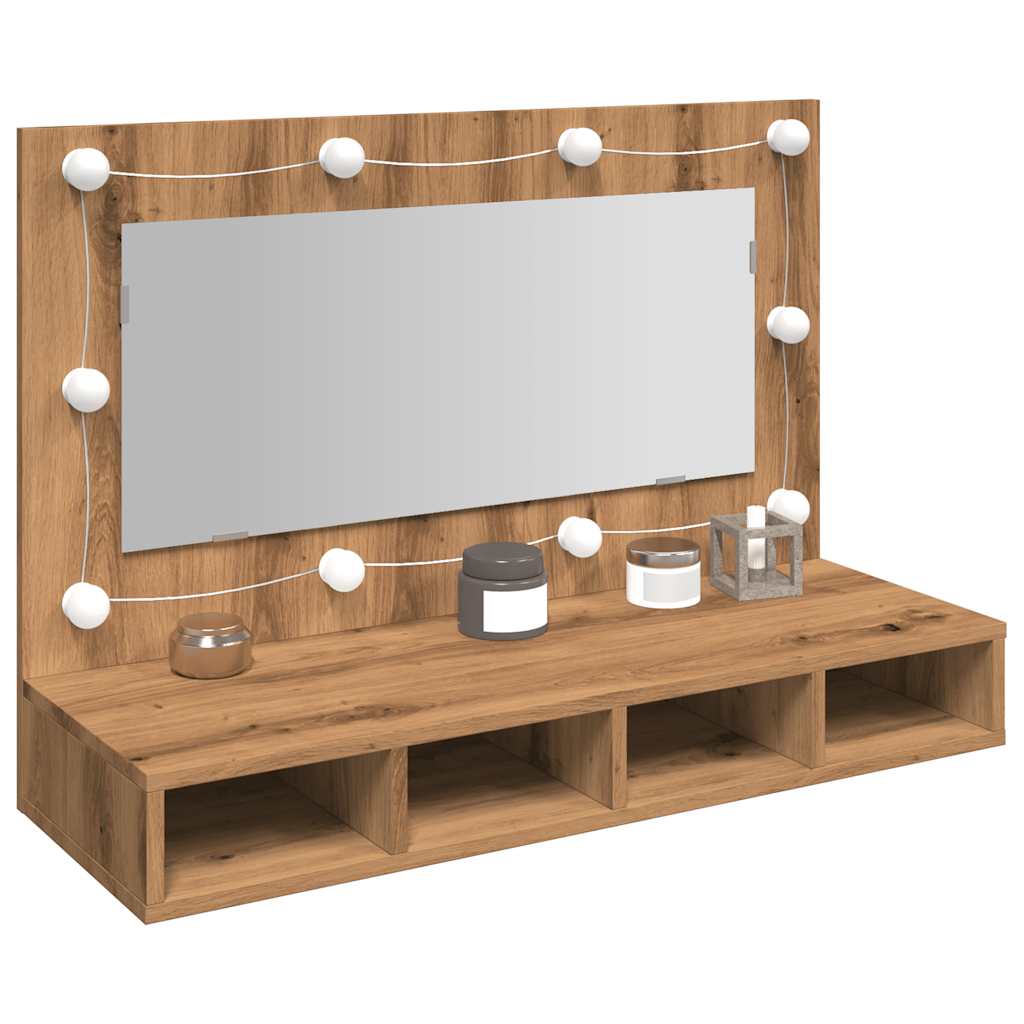Ormarić s ogledalom i LED zaslonom Artisan hrast 90x31,5x62 cm