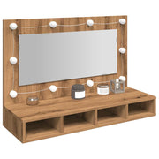 Ormarić s ogledalom i LED zaslonom Artisan hrast 90x31,5x62 cm