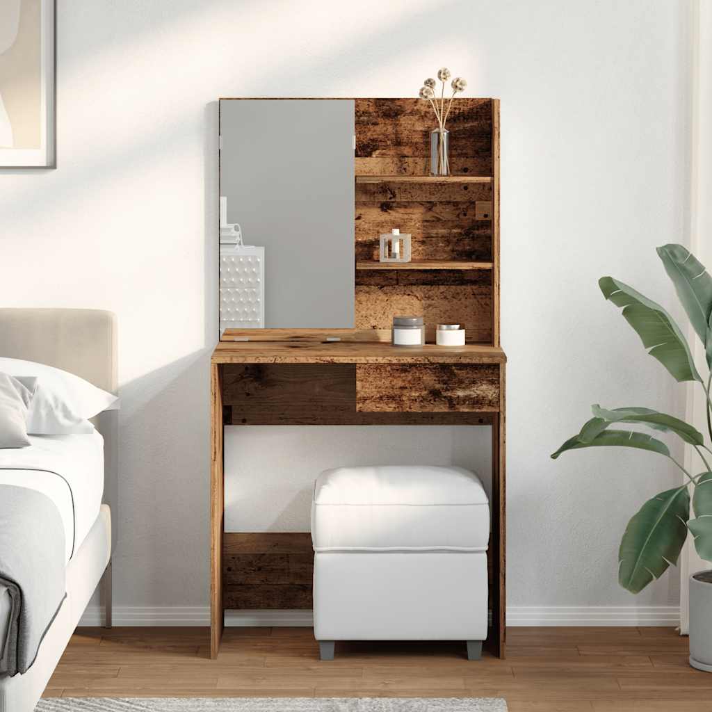 Toaletni stol s ogledalom Staro drvo 74,5x40x141 cm