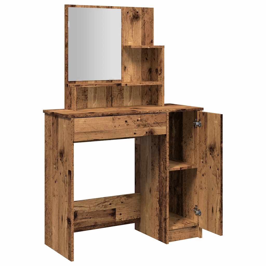Toaletni stol s ogledalom Staro drvo 86,5x35x136 cm