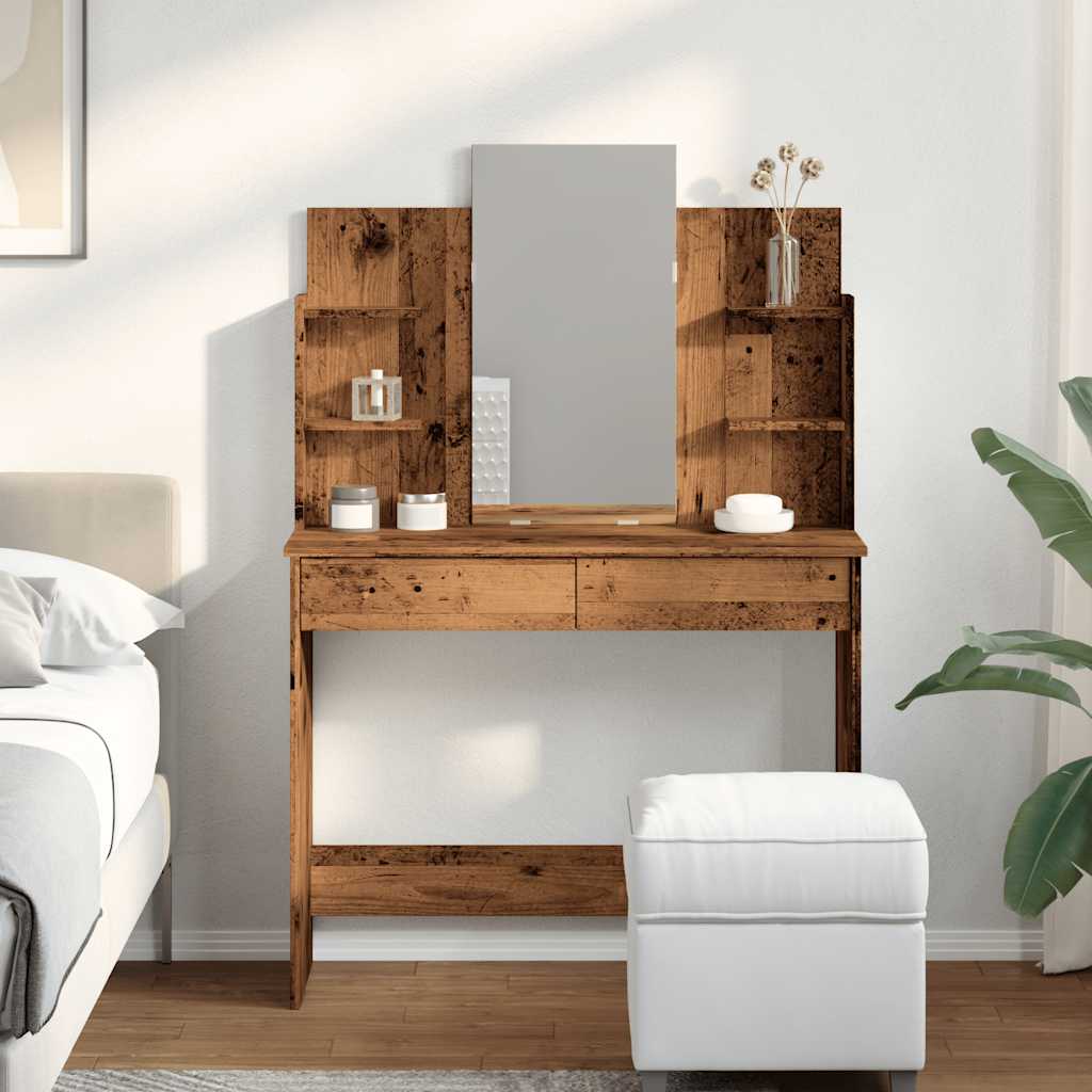 Toaletni stol s ogledalom Staro drvo 96x39x142 cm