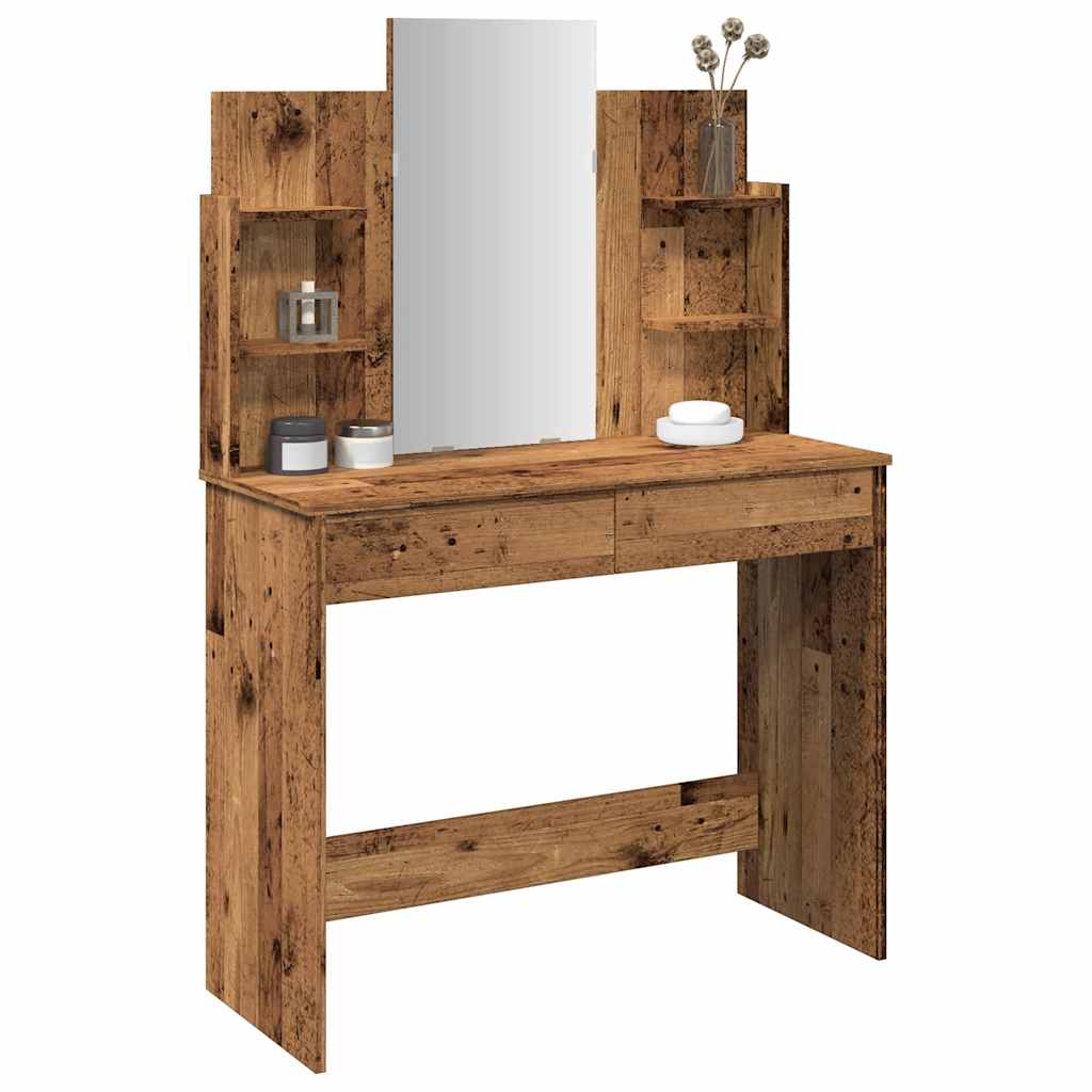 Toaletni stol s ogledalom Staro drvo 96x39x142 cm