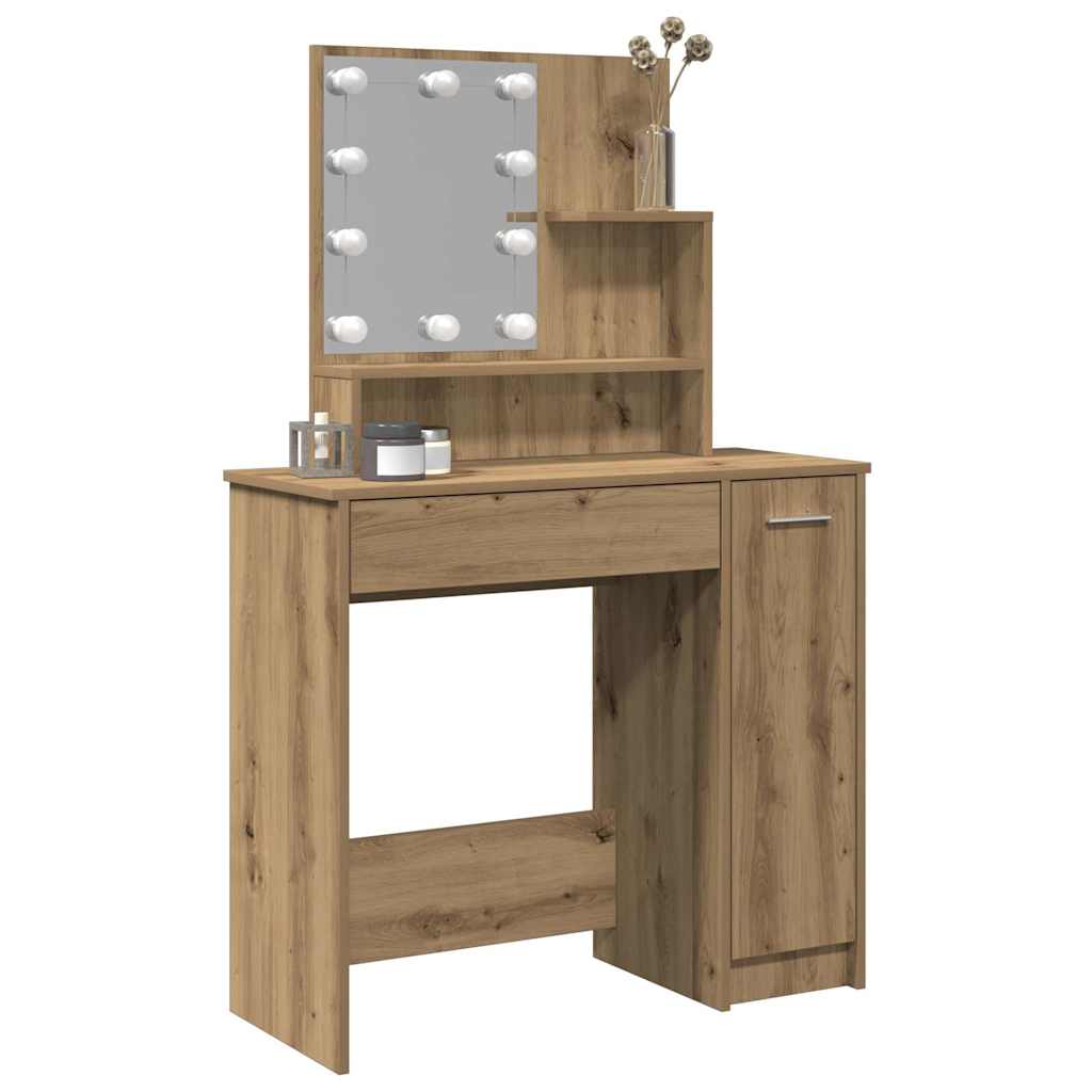 Toaletni stol s LED-om Artisan hrast 86,5x35x136 cm