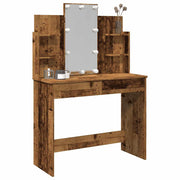Toaletni stol s LED svjetlima Staro drvo 96x40x142 cm