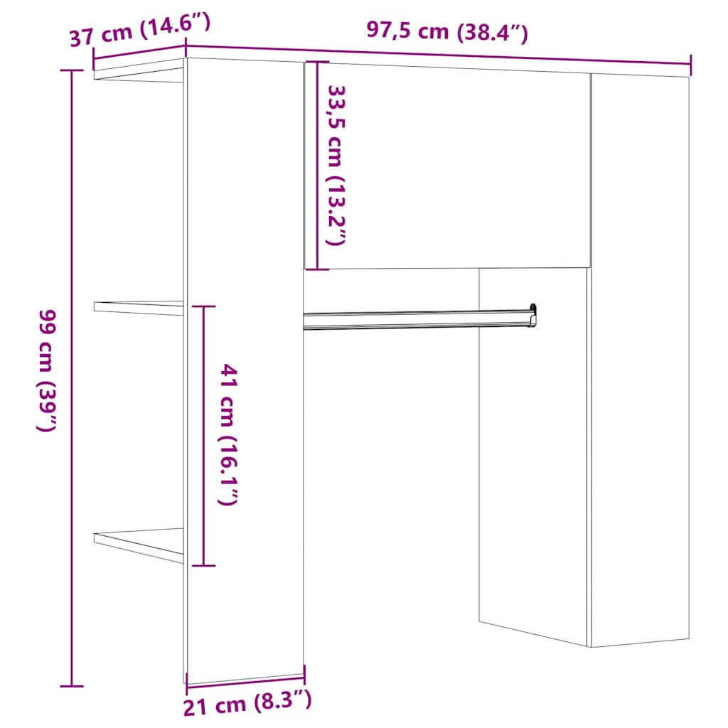 Ormar za predsoblje staro drvo 97,5x37x99 cm konstruirano drvo