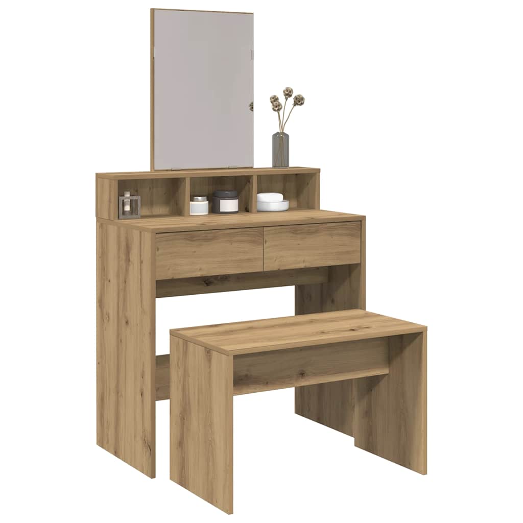 toaletni stolac Artisan hrast 70x35x45 cm izrađeno drvo
