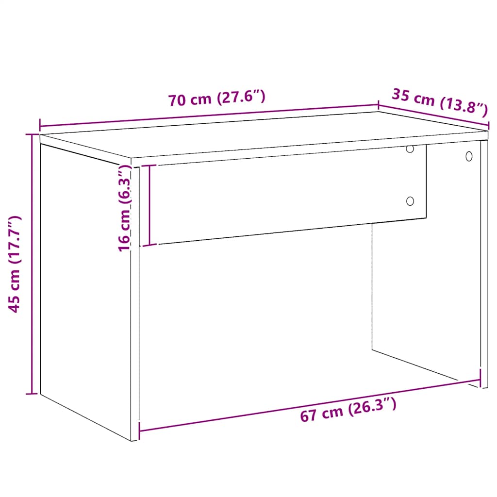 toaletni stolac Artisan hrast 70x35x45 cm izrađeno drvo