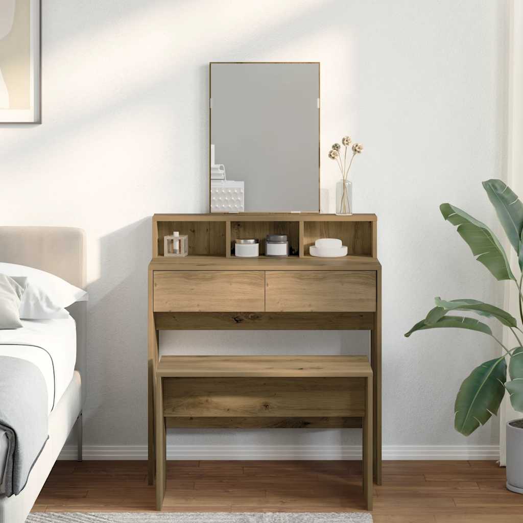 toaletni stolac Artisan hrast 70x35x45 cm izrađeno drvo