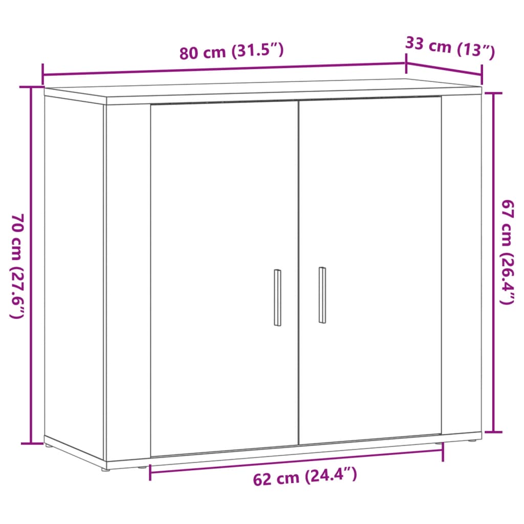 Komoda boja starog drva 80 x 33 x 70 cm od konstruiranog drva