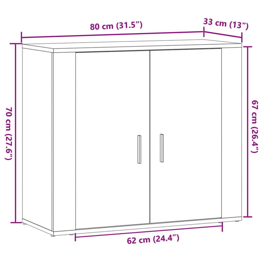 Komoda boja hrasta artisan 80 x 33 x 70 cm konstruirano drvo