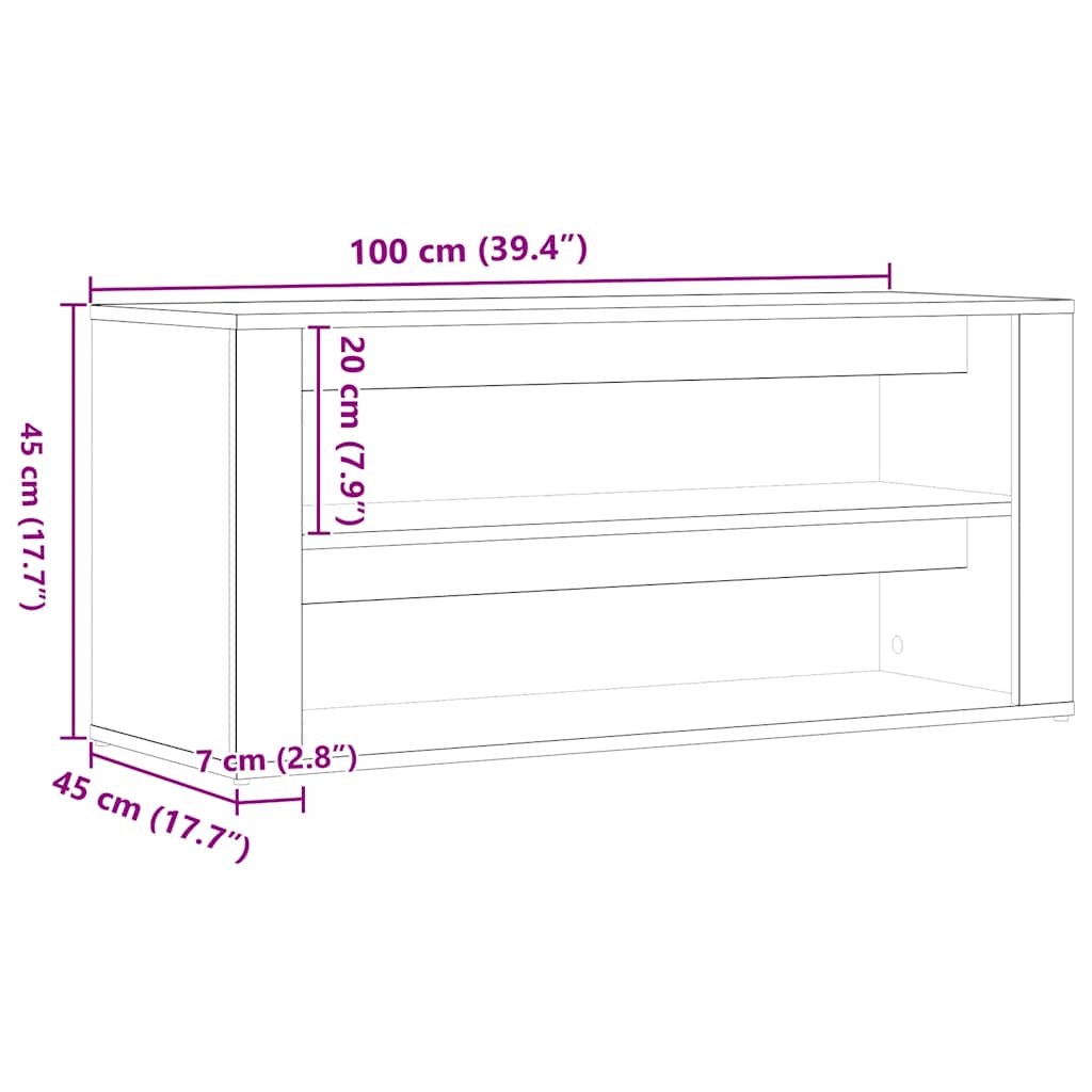 Klupa za cipele boja hrasta 100x35x45 cm konstruirano drvo