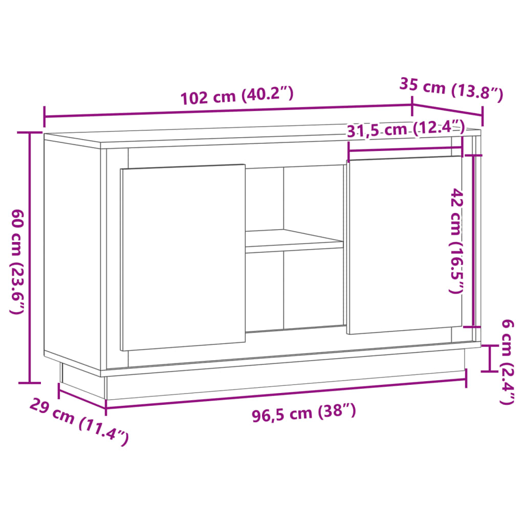 Komoda boja starog drva 102x35x60 cm od konstruiranog drva