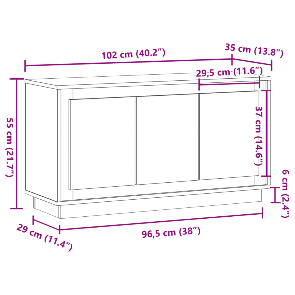 Komoda boja starog drva 102x35x55 cm od konstruiranog drva