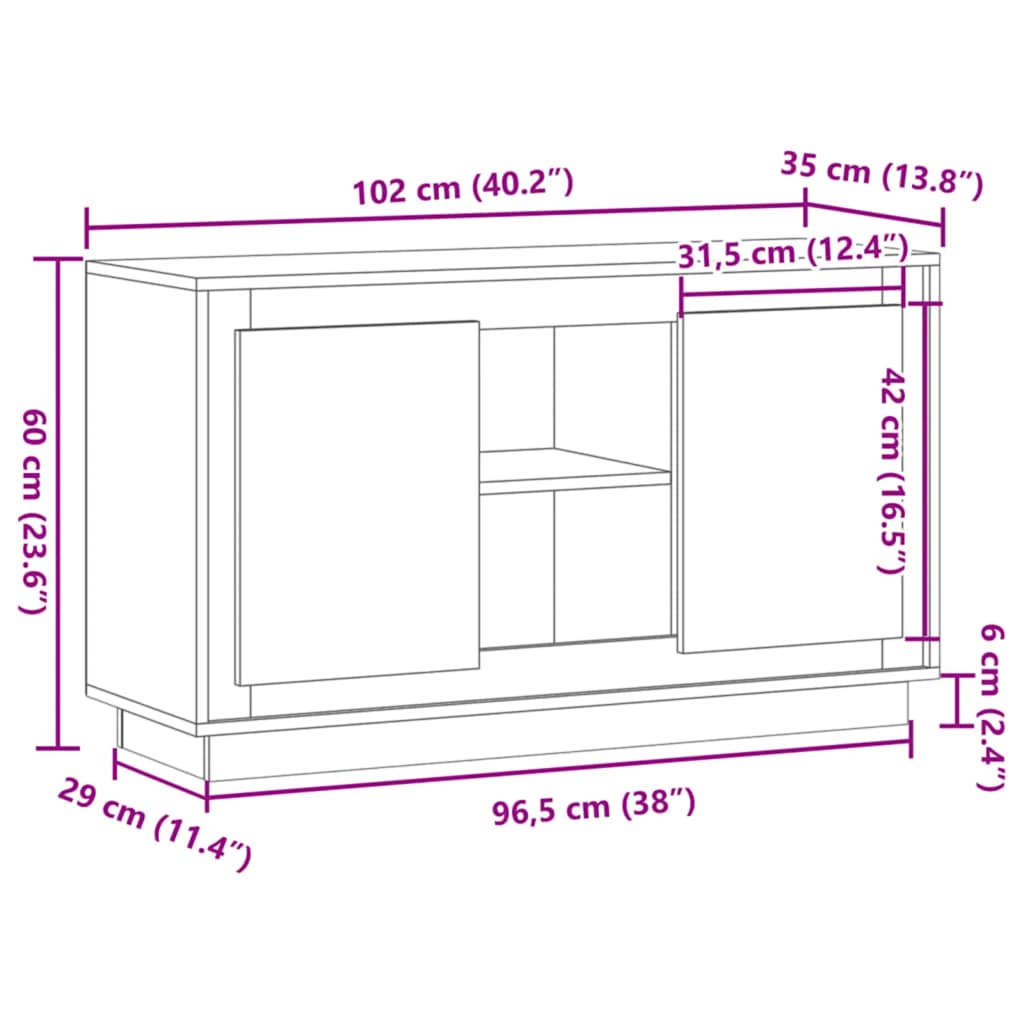 Komoda Artisan hrast 102x35x55 cm Inženjersko drvo