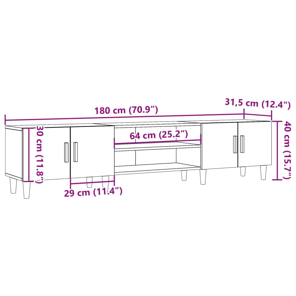 TV ormarić boja drva 180x31,5x40 cm od konstruiranog drva
