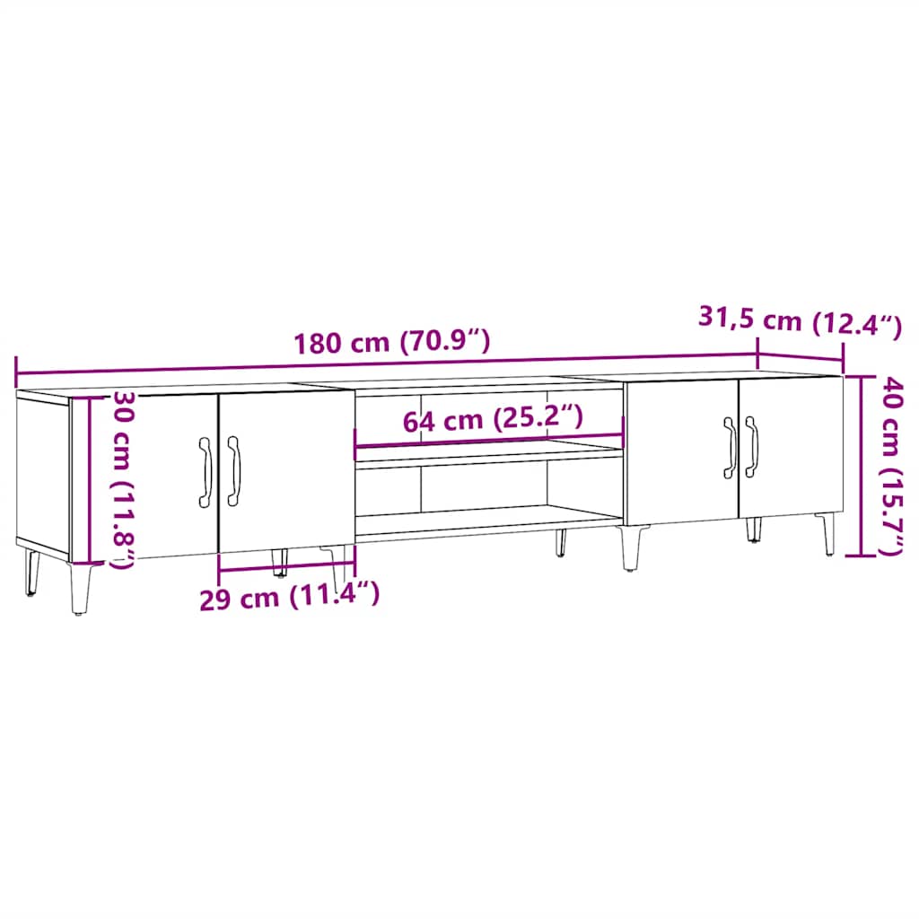 TV ormarić boja drva 180x31,5x40 cm od konstruiranog drva