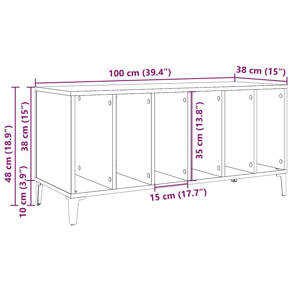 Ormarić za gramofone staro drvo 100x38x48 cm konstruirano drvo
