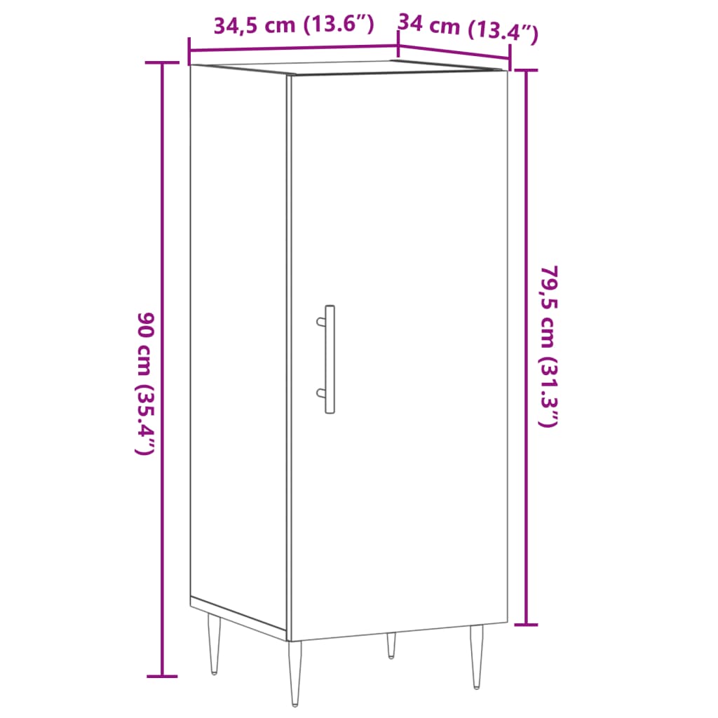 Komoda boja staro drvo 34,5 x 34 x 90 cm od konstruiranog drva