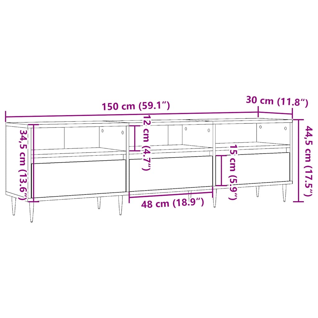 TV ormarić staro drvo 150x30x44,5 cm konstruirano drvo